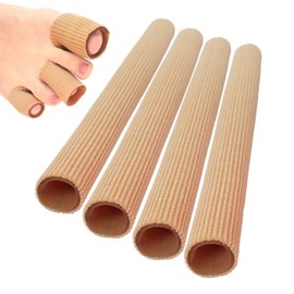 Pack of 4 Gel Toe Caps, Tube Bandage Finger Protection, Toe Separator, Finger Bandage Pressure Protection, Toe Pads, Toe Bandage, for Blisters, Corns, Calluses, 15 x 2.5 cm