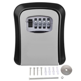 Key Box Wall Mounted 4 Digit Aluminium Alloy Simple Safe Key Lock Box for Site Apartment Factory Gray