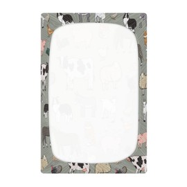 WELLDAY Farm Animals Pattern Crib Sheets for Boys and Girls, Fitted Baby Crib Sheets Soft and Breathable Mini Crib Sheets 39 X 27 X 5 Inches