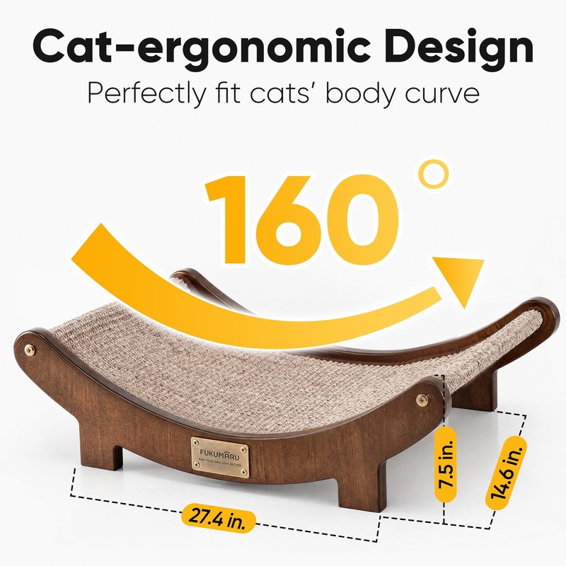FUKUMARU Extra Large Sisal Cat Scratcher Bed Indoor Sturdy Wood