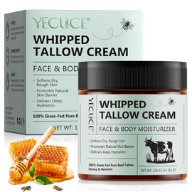 Rindertalg Hautpflegecreme – Schlagtalgcreme für Gesicht & Körper, 120 g, 100 % Grasfütterung, rein, natürlich, für Damen und Herren, Gesichtspeeld und Honigbalsam, Feuchtigkeitspflege für trockene