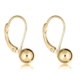 AVORA 10K Yellow Gold Polished 6MM Ball Lever-back Drop Earrings