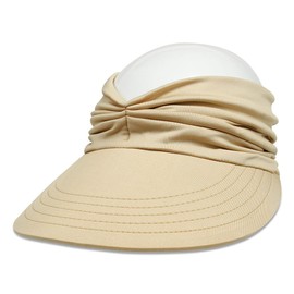 YAMEE Sun Hats for Women Wide Brim Visor UV Protection Summer Beach Hat for Women Foldable Golf Hats (Beige)