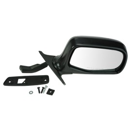 TRQ Right Mirror Manual with Chrome Cover Passenger Side Compatible with 1992-1996 Ford Bronco 1992-1997 F-150 F-250 1997 F-250 HD F-350 FO1321152