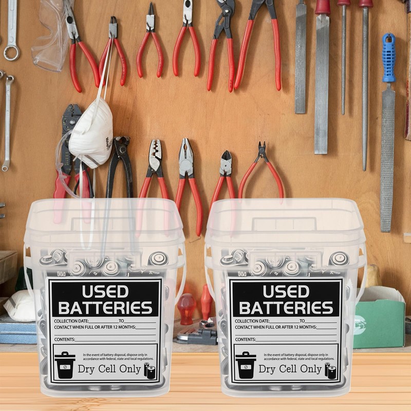 2 Pcs Battery Disposal Container 1 Gallon Dry Cell Storage