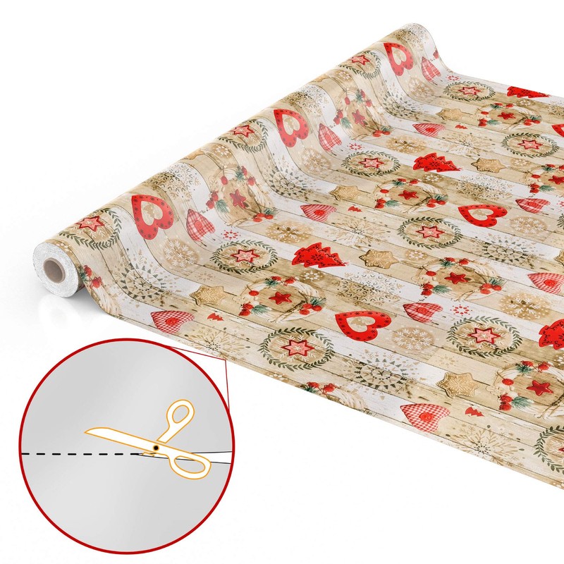 ANRO Christmas Tablecloth, Washable, Oilcloth, Red, Beige, 180 x 140