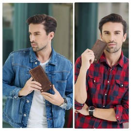 Contacts Men's Long Wallet, Round Zipper, Leather, Coin Purse, Made by First-class Wallet Artisans, coffee