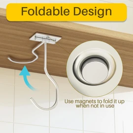 2-Pack Self Adhesive Banana Hook, Metal Banana Hanger Hook,Under Cabinet Hook For Bananas Or Kitchen Items, Foldable Banana Hook, Folds Up With Magnets When Not In Use, Keep Bananas Fresh, Silver