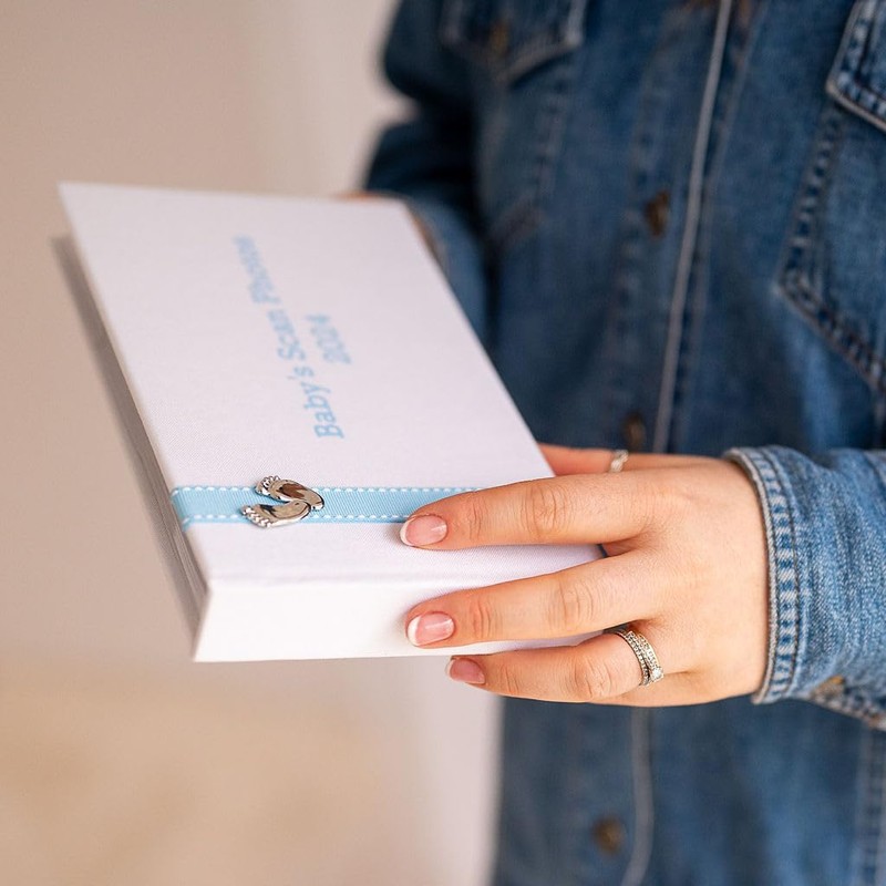 Baby's Scan Photos 2024 - Photo Album with Stitched Blue