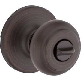 Kwikset Cove Interior Privacy Door Knob with Lock, Door Handle For Bathroom and Bedroom, Venetian Bronze Keyless Turn Lock Doorknob