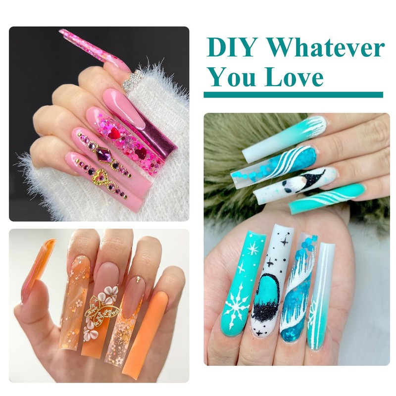 LIONVISON 3XL Clear Full Cover Nail Tips for Acrylic Nails