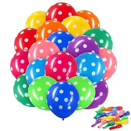 Threan Pack of 20 Polka Dot Latex Balloons Assorted Colour Party Balloons 12 Inch Colourful Balloons with 10 Different Latex Balloons for Birthday Baby Shower Boy Girl Party