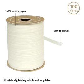 HAMUIERS Raffia Ribbon for Gift Wrapping, Packing Paper Twine, Raffia Yarn for Crochet - 1/4'' Wide, 100 Yards, Beige