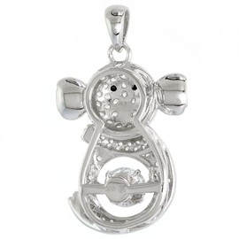 Sterling silver Dancing CZ Koala Necklace Black Eyes Micro Pave 16 inch_RL30H