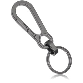 TKhits Titanium Carabiner Keychain [Made of Light and Durable Titanium Alloy] Lightweight Key Ring, Gun Metal, Small