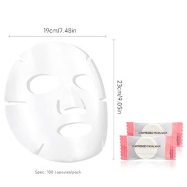 JOSURBEAUTY 100 compressed sheet masks for women, beauty diy facial mask paper, face sheet masks for hydration and rejuvenation，Get a Small Mask Bowl Free