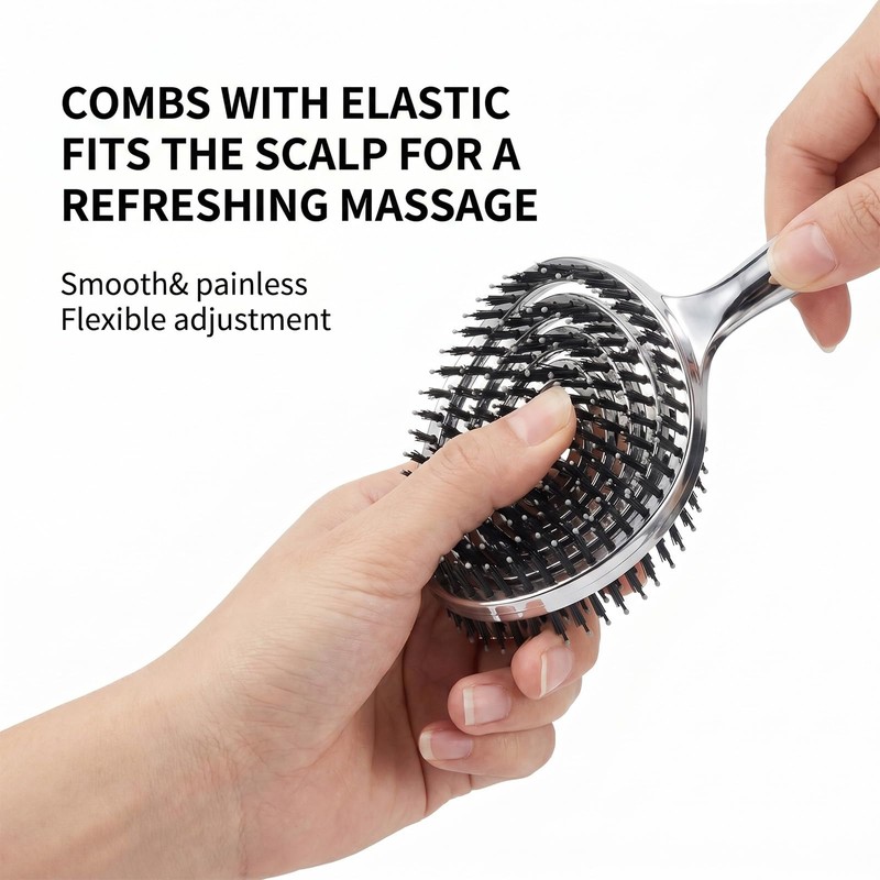 Gjinxi Vented Hair Brush Wet Dry Brush Detangling Boar Bristle