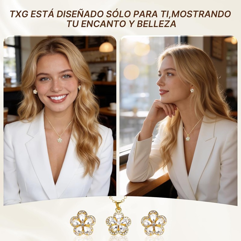 TXG Collar y Aretes de Mujer en Plata 925 –