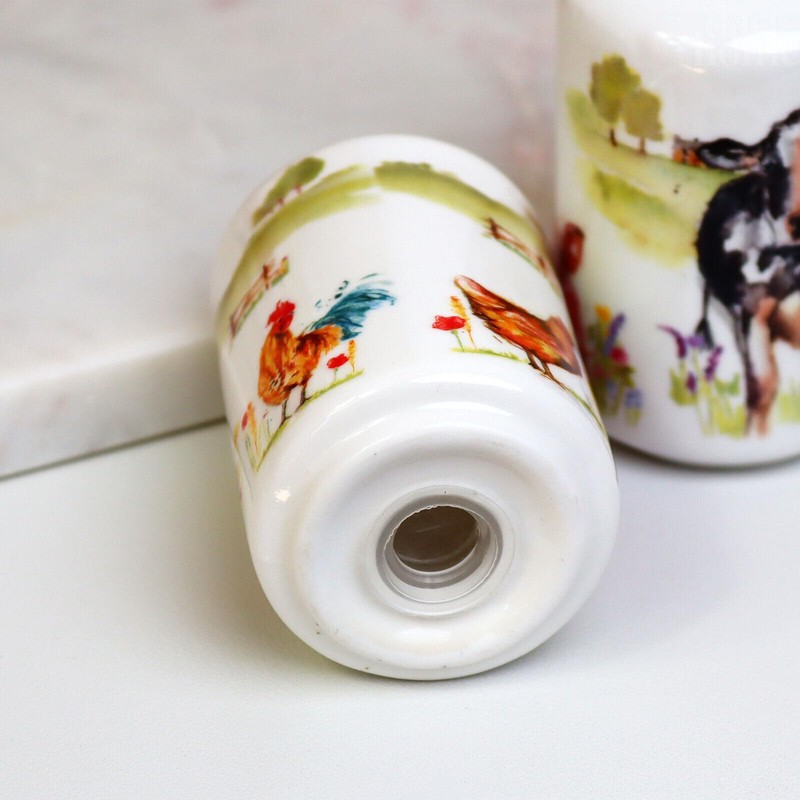 Set of 2 Farmyard Salt and Pepper Ceramic Farm Animals