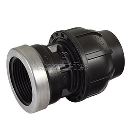 Agora PE Fitting Coupling 32 mm X 1 1/4 Inch Internal Screw Thread (39 mm) for PE Pipe 32 mm Black