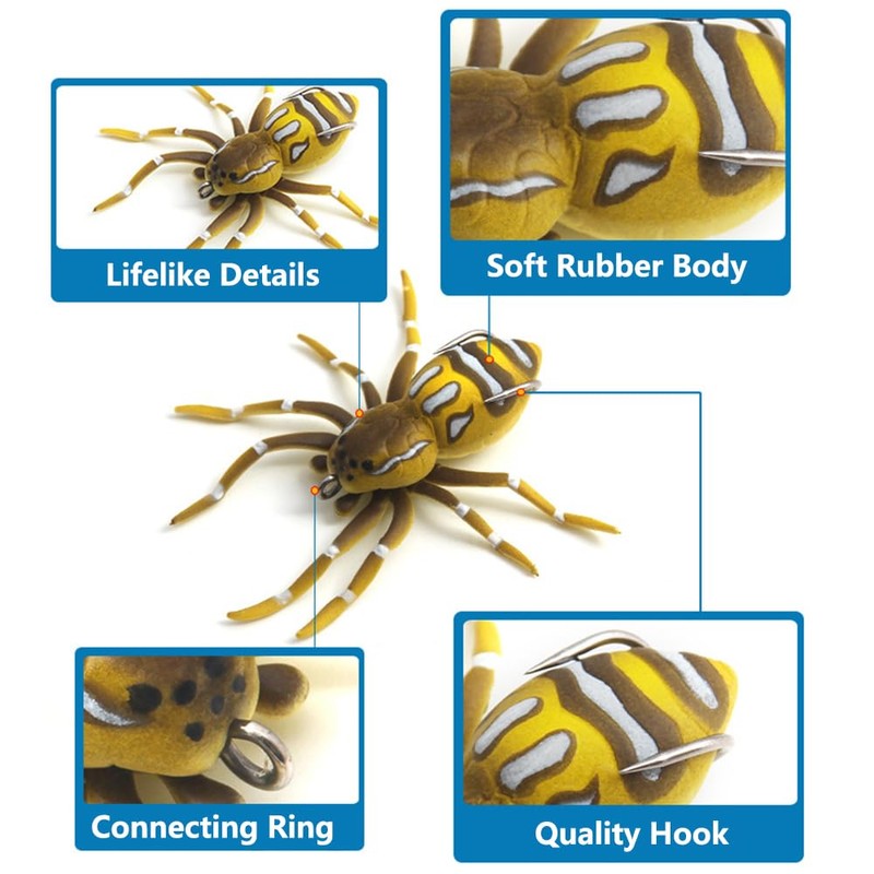 Soft Spider Bait, Bass Fishing Lure, Lifelike Skin Pattern, Bionic