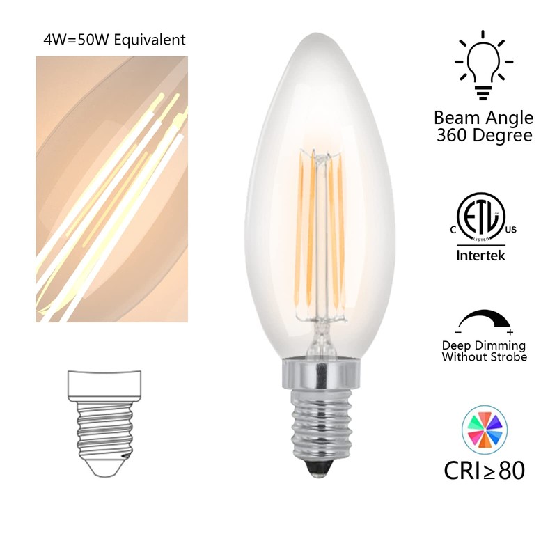 Lawyettle E12 LED Candelabra Bulbs 40 Watt Equivalent, 2700K Warm