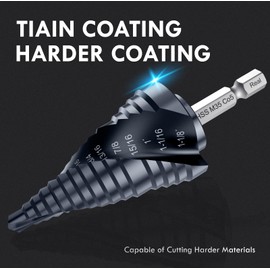 Spiral Flute Cobalt Step Drill Bit M35,Hex Shank Unibit for Metal, Stainless Steel (1/4"-1-1/8")