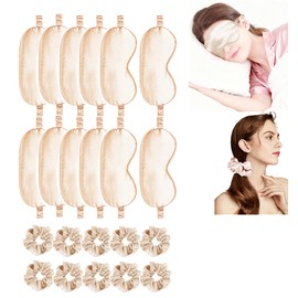 24Pcs Satin Eye Mask Silk Sleep Masks Silky Eyes Cover Blackout Blindfold Eyeshade Scrunchies Hair Ties Travel Wedding Gift