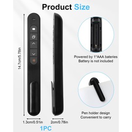 Presentation Clickers for powerpoint,Wireless Presenter with USB Receiver, Red Laser Slide Clicker for Presentations,328FT Range 2.4GHz Hyperlink Volume Control for Computer Laptop PC Mac