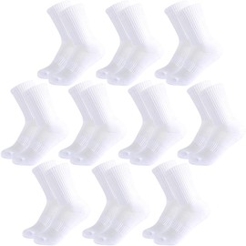 Kids Crew Socks Girls Cushioned Athletic Socks Boys Cotton Breathable Dress Socks Sports School Uniform Youth 10 Pairs (White, 7-10 Years)