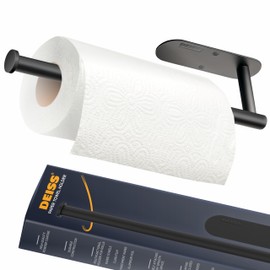 Deiss Pro Paper Towel Holder – Under Cabinet, Wall Mount, or Countertop – Rust-Resistant Stainless Steel, One-Handed Tear Design, Space-Saving Paper Towel Dispenser, Towel Holder for Kitchen