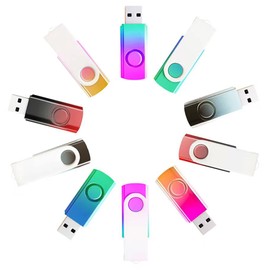 100 Pack 512MB USB Flash Drives Gradient Color USB 2.0 Memory Stick Wholesale Bulk Swivel Design Thumb Drive for Data Storage