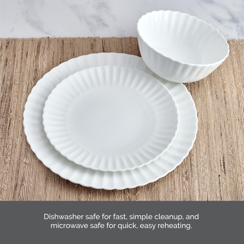 Mikasa Isadora Scalloped Bone China Lightweight Chip Resistant 12 Piece