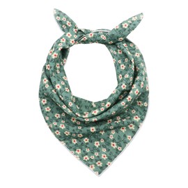 LJBFNN Floral Bandanas for Women Men, 21.56" Square Cotton Bandana Headband Head Scarf Handkerchief for Beach Camping Running (Tinyfloral-green)