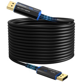 8K Long DP Fiber Optic Cable 82Feet/25m, 8K@60Hz, 4K@144Hz, 32.4Gbps Displayport 1.4 Cable, Gold Plated Connector, Slim and Flexible Cord, Support HBR3, DSC 1.2, HDR10, 3D Visual Effects, VR Headset