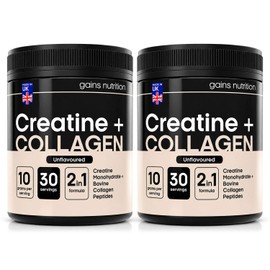 GN Creatine + Bovine Collagen Peptides Powder, Unflavoured, 2 Pack