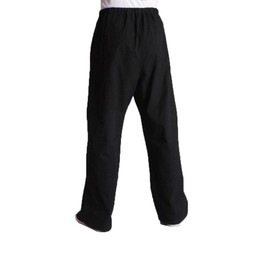 Men's Martial Arts Pants Kung Fu Cotton Trousers (XL, Black)