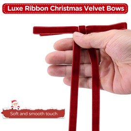 TKKEUEP 24Pcs Burgundy Velvet Ribbon Bows for Christmas Tree, Christmas Wreath Bows,Vintage Rustic Ornaments for Garland, Wreath, Gift Wrapping, Treat Bags and DIY Holiday Decorations (5" x 7")