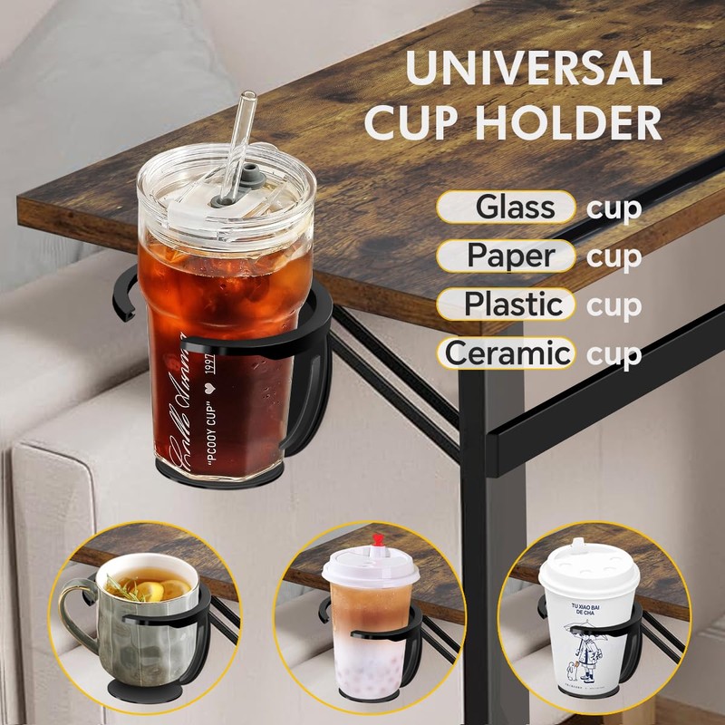 YIBOLIN'S Folding TV Tray Table, Heavy Duty Sturdy C-Shaped End