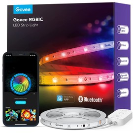 Govee RGBIC LED Strip 5 m, Bluetooth LED Strip, Segment Control, Music Sync, 64 Scene Modes, Controllable via App Control, Colour Changing, Suitable for Home, Bedroom, Gaming, 5 m