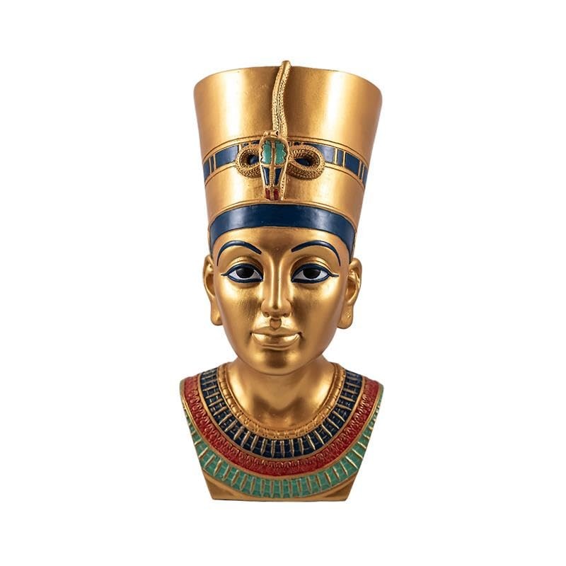 DRW Figure Bust Nefertiti Queen Egyptian Gold Resin Hand-Painted 12