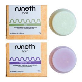 Kit Hidratación Profunda Nuneth - Shampoo Sólido de Xixi, 65gr y Acondicionador Sólido de Pepita de Uva, 50gr