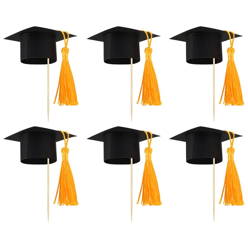 Gyufise 24Pcs 2026 Graduation Cap Cupcake Toppers with Gold Tassel