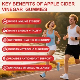 Apple Cider Vinegar Gummies for Daily Wellness, Digestive Support & Natural Energy, Sugar Free ACV Gummies with Vitamin B6 B12 Folate, Natural Apple Flavor, Vegan 60 Count