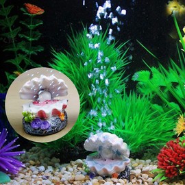 NA 2 Pcs Fish Tank Shell Pearl Bubble Stone Air Stone Resin Sea Shell Decoration for Aquarium Underwater Landscape Crafts Decoration