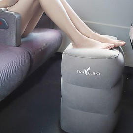 Suitcase Company GPT Footrest, No Pump Required, Easy to Inflate, 3 Height Adjustment, Foot Rest, Air Cushion, Economy Syndrome, Swelling Countermeasure, Storage Pouch Included, Outlet Gray