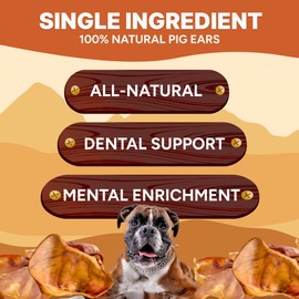 Gaines Pet Pig Ears for Dogs - 40 Count, Thick Cut, All-Natural Whole Ears - No Additives Or Hormones, Safe Rawhide Alternative, Dental Health, Easy to Digest, Great for Small to Large Dogs