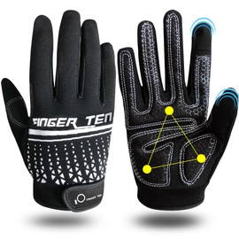 Fitness Gloves Men's Full Finger Women's Training Gloves Strength Sports Fitness Gloves Wrist Protection Non-Slip Sports Gloves for Bodybuilding Gym Strength Training (Black, L)