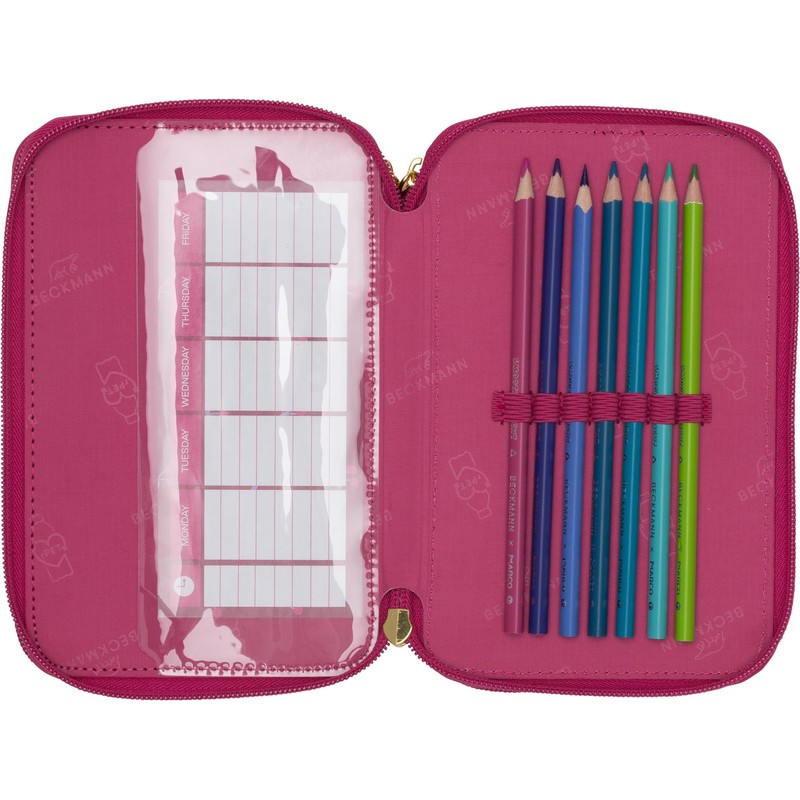 Beckmann, 3 Compartments Pencil Case with Contents, Pencil Case, Primary