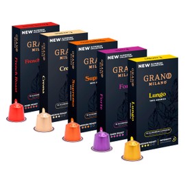 NEW Grano Milano Variety Pack 50 Aluminium Coffee Pods Compatible with Nespresso Original line - Medium & Dark Roast Coffee Capsules Made in Italy